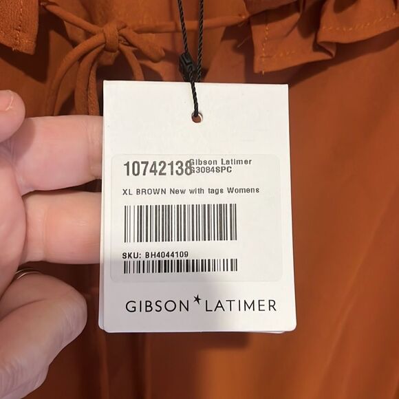New Gibson Latimer Spice Brown Boho Dress XL - Picture 5 of 10